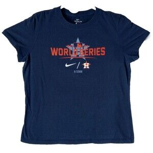Nike Houston Astros W/S 2021 T-Shirt Women's Lg. Navy Blue Crew Neck Cap Sleeve